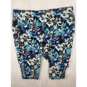 LIVI Active Capri Leggings Plus Size 38/40‎ Blue Abstract Print Lace Up